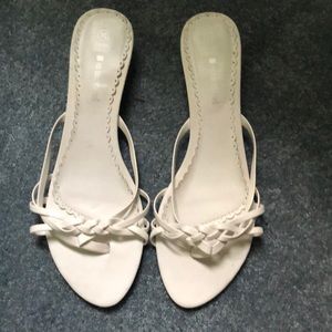White kitten heel sandals!